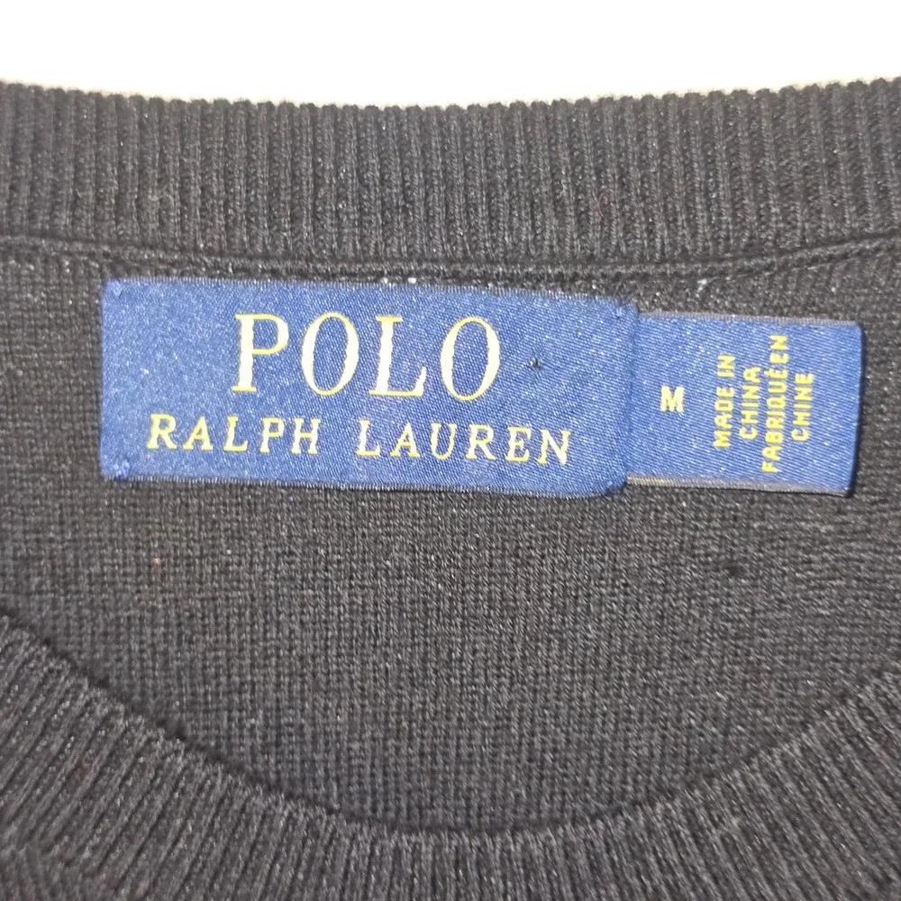 Polo Ralph Lauren Sweater M Men Black Crew Neck Cotton Pony Logo Fall 22